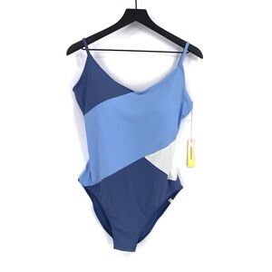 NWT SUMMERSALT The Marina One Piece Swimsuit Blue White 14
